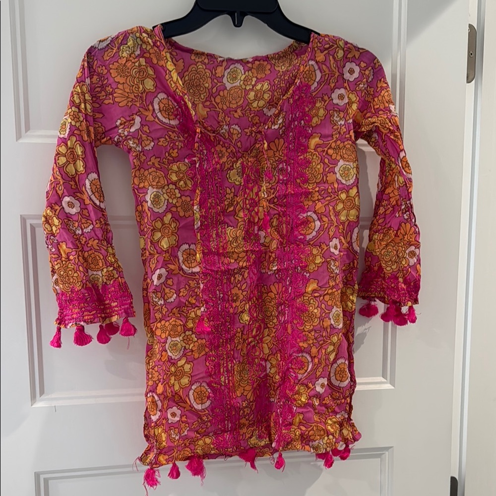 Floral Pink and Orange Kids Blouse